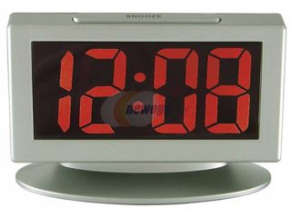 Geneva Clock White Alarm Clock With Red LED  3112AT