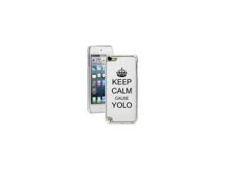 White Apple iPod Touch 5th Glitter Bling Hard Case Cover GR362 Keep Calm cause YOLO