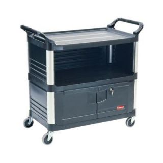 Rubbermaid Commercial Products Xtra Equipment Cart in Black FG409500BLA