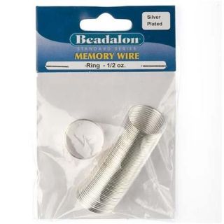 Beadalon Ring Size Memory Wire Silver Plated Steel 95 Loops 1/2 Oz
