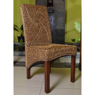 International Caravan Lambada Woven Hyacinth Chair with Mahogany