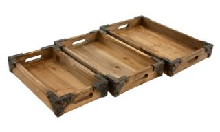 Aspire Home Accents Brighton Wooden Trays   Set of 3   Bowls & Trays