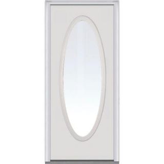Milliken Millwork 36 in. x 80 in. Classic Clear Glass Full Oval Lite Primed White Majestic Steel Prehung Front Door Z000791L