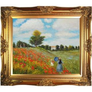 20 in. x 24 in. Poppy Field in Argenteuil Hand Painted Classic Artwork MON578 FR 6996G20X24
