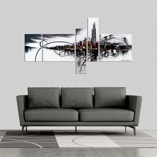 City On The River 5 piece Gallery wrapped Hand Painted Canvas Art