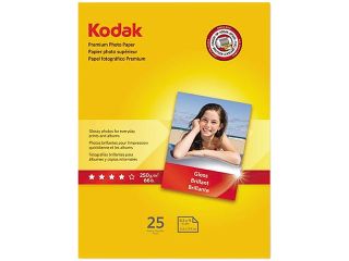 Kodak 8689283 Premium Photo Paper, 64lb, Glossy, 8 1/2 x 11, 25 Sheets/Pack