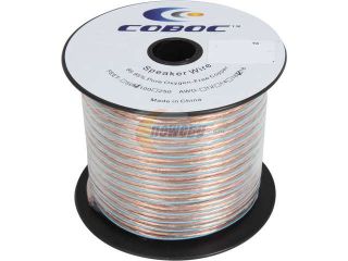 Coboc SPW 2C18 100 CL 100ft 18AWG 2 Conductor Oxygen Free Copper OFC Speaker Wire Cable, Clear