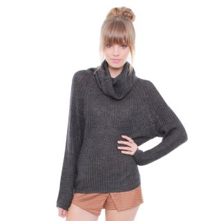Juniors Charcoal Turtleneck Droopy Sweater 65786   17703166