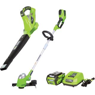 GreenWorks G-Max Trimmer and Blower Combo — 40 Volt  Trimmers   Brush Cutters