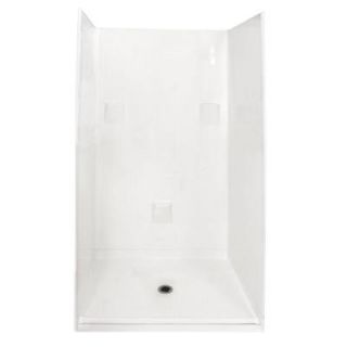 Ella Standard 37 in. x 48 in. x 78 in. Barrier Free Roll In Shower Kit in White with Center Drain 4836 BF 4P .875 C WH STD
