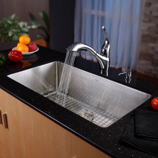 Kraus KHU100 32 KPF2210 KSD30 Single Basin Undermount Kitchen Sink with Faucet