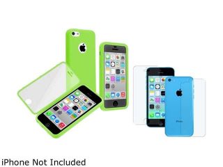 Insten Green / Clear Frosted Cover Book TPU Case with 2 LCD Kit (Front & Back) Anti Glare Screen Cover Compatible with Apple iPhone 5C 1572608