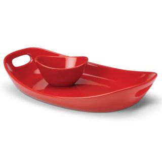 Rachael Ray Serveware Chip N Dip Red 14 inch Serving Platter and