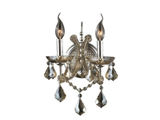 Lyre Collection 2 light Chrome Finish and Black Crystal Candle Wall Sconce Light