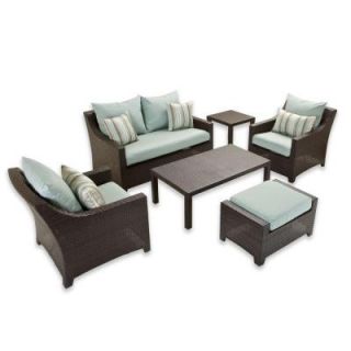 RST Brands Deco 6 Piece Patio Seating Set with Bliss Blue Cushions OP PEOSS6 BLS K