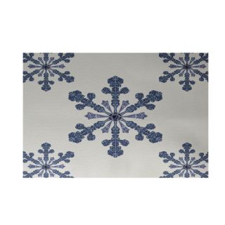 Vail Decorative Holiday Print Ivory Cream Indoor/Outdoor Area Rug by e
