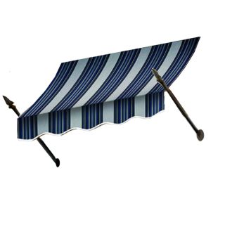 Awntech 76.5 in Wide x 24 in Projection Navy/Gray/White Stripe Open Slope Window/Door Awning