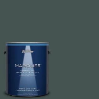 BEHR MARQUEE 1 gal. #MQ6 44 Black Evergreen One Coat Hide Satin Enamel Interior Paint 745301