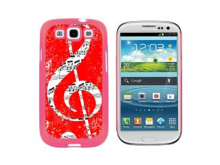 Vintage Treble Clef Music Red   Snap On Hard Protective Case for Samsung Galaxy S3   Pink