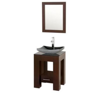 Wyndham Collection Amanda 22 1/4 in. Vanity in Espresso with Glass Vanity Top in Black and Mirror WCSMS005ESSMGS1