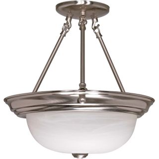 15.68 in W Brushed Nickel Frosted Glass Semi Flush Mount Light