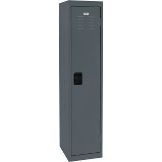 Sandusky Lee Welded Steel Storage Locker — Single Tier, 15in.W x 18in.D x 66in.H, Charcoal, Model# LF1B151866-02  Lockers