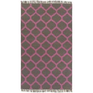8' x 11' Imperial Fashions Charcoal Gray and China Rose Pink Hand Woven Area Throw Rug