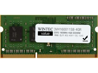 Wintec Value 4GB 204 Pin DDR3 SO DIMM DDR3 1600 (PC3 12800) Laptop Memory Model 3VH160011S8 4GR