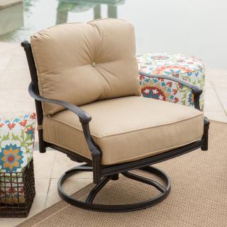 Belham Living Palazetto Cast Aluminum Swivel Club Chair with Sunbrella   Set of 2   Outdoor Lounge Chairs