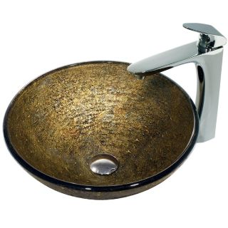 VIGO 6 in D Brown Glass Round Vessel Sink Faucet Included