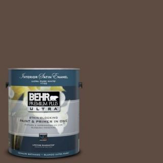 BEHR Premium Plus Ultra 1 Gal. #UL130 2 Roasted Nuts Interior Satin Enamel Paint 775301