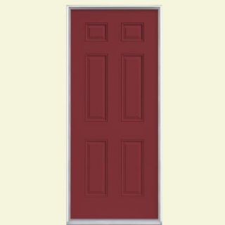 Masonite 30 in. x 80 in. 6 Panel Painted Steel Prehung Front Door with Brickmold 22952