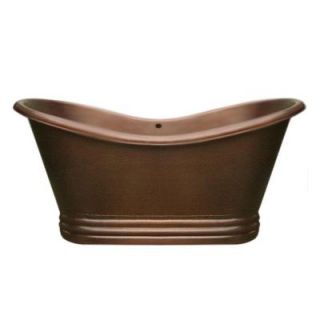 Whitehaus Collection Bathhaus 5.8 ft. Handcrafted Pure Copper Customizable Drain Freestanding Oval Bathtub in Old Copper WHCT 1003 OCH