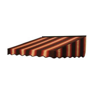 NuImage Awnings 84 in Wide x 41 in Projection Ombre Dark Brown/Salmon/Beige Stripe Slope Door Awning