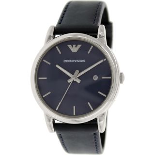 Emporio Armani Mens Classic AR1731 Blue Leather Analog Quartz Watch