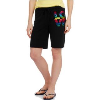 No Boundaries Juniors Tie Front Graphic Knit Bermuda Shorts