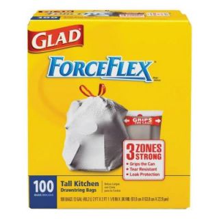 Glad 13 Gallon Drawstring ForceFlex Tall White Kitchen Bags (100 Count) CLO 70427