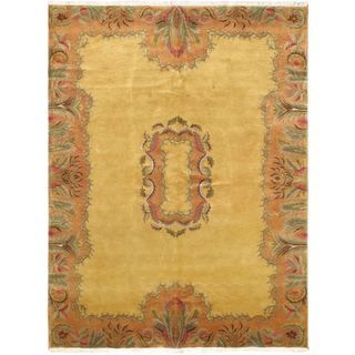 Hand knotted Silk Touch Gold Wool Rug (8 x 108)
