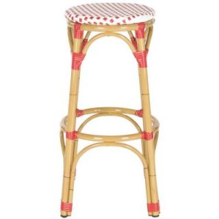 Safavieh Kipnuk 30 in. Indoor/Outdoor Stool in Red and White FOX5211C