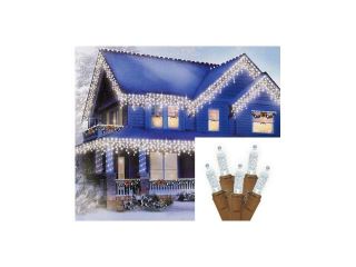 SET OF 70 PURE WHITE LED M5 ICICLE CHRISTMAS LIGHTS   BROWN WIRE