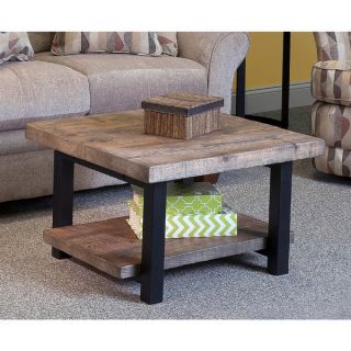 Alaterre Pomona Metal and Reclaimed Wood Rustic Cube Coffee Table