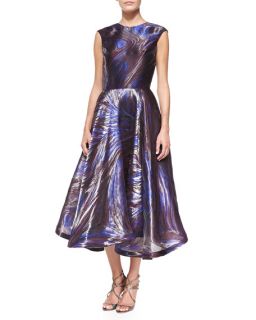 Christian Siriano Cap Sleeve Marble Pattern Cocktail Dress