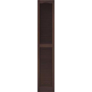 Builders Edge 15 in. x 80 in. Louvered Vinyl Exterior Shutters Pair #009 Federal Brown 010140080009