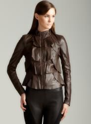 Patrizia Pepe Ruffle Leather Jacket   Shopping