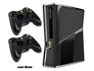 Microsoft Xbox 360 Slim Console Skin plus 2 Controller Skins   Carbon Fiber