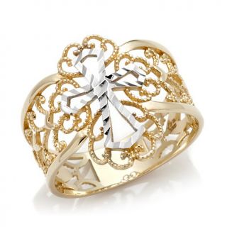 Michael Anthony Jewelry® 10K 2 Tone Filigree "Cross" Ring   7364663