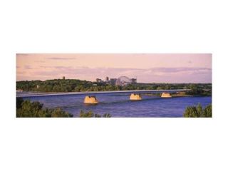 Bridge across a river with Montreal Biosphere in the background, Pont De La Concorde, Montreal, Quebec, Canada Print by