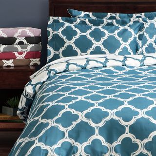 Lyon 300 thread Count Cotton Percale Patterned 3 piece Duvet Cover Set