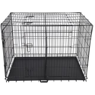 Folding 48 inch Three door Metal Dog Crate with Divider