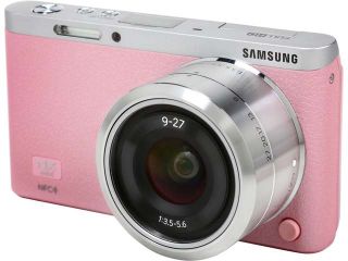 SAMSUNG NX Mini EV NXF1ZZB2QUS Pink 20.5 MP 3.0" 460.8K Touch LCD Smart Camera with 9 27mm Lens & Flash